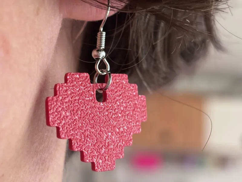 Boucles d'oreille coeur pixel