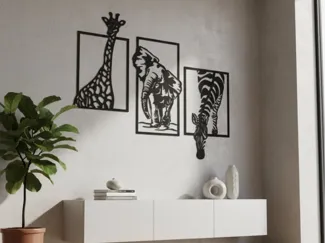 Tiere Afrika Giraffe Elefant Zebra Wandbild 