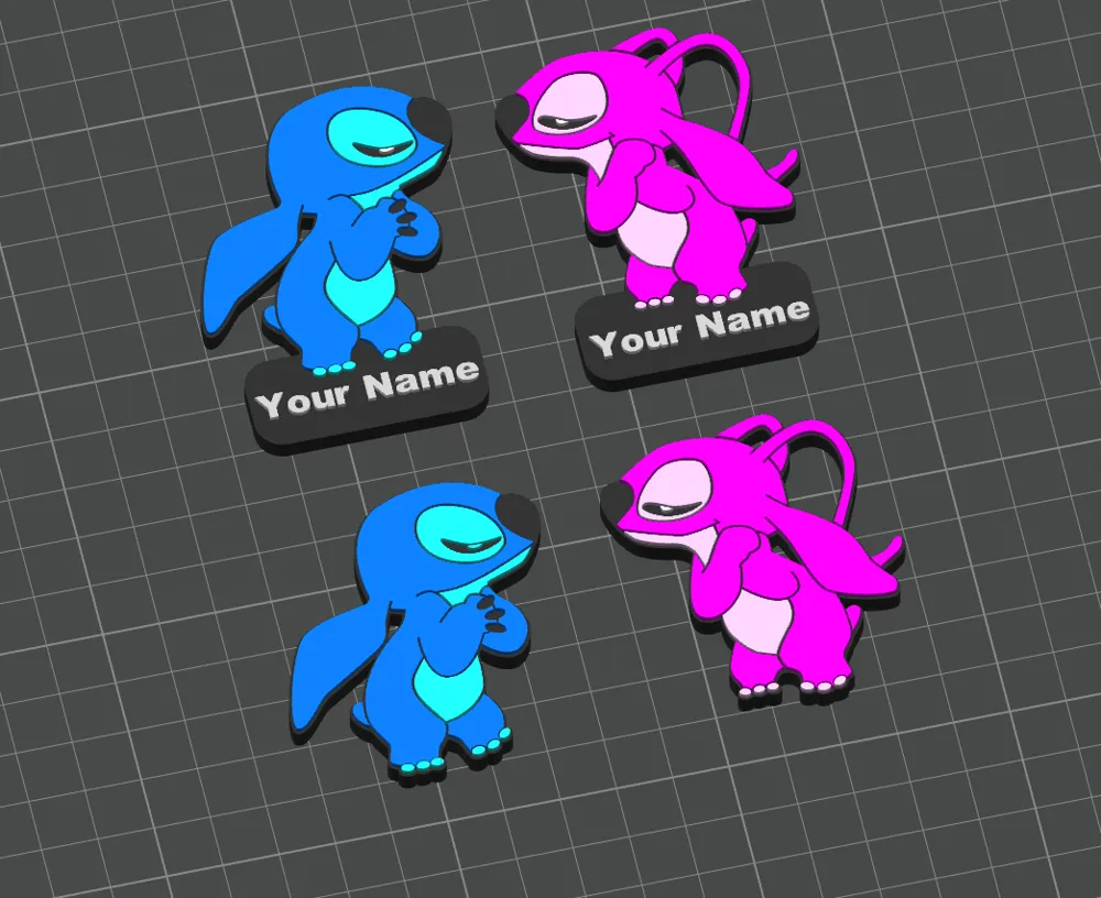 Customizable – Stitch and Angel Magnet - Free 3D Print Model - MakerWorld