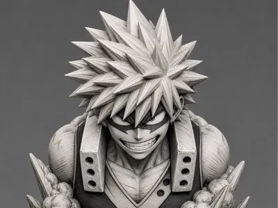 Bakugo Bust - Dynamic Manga Ink Style