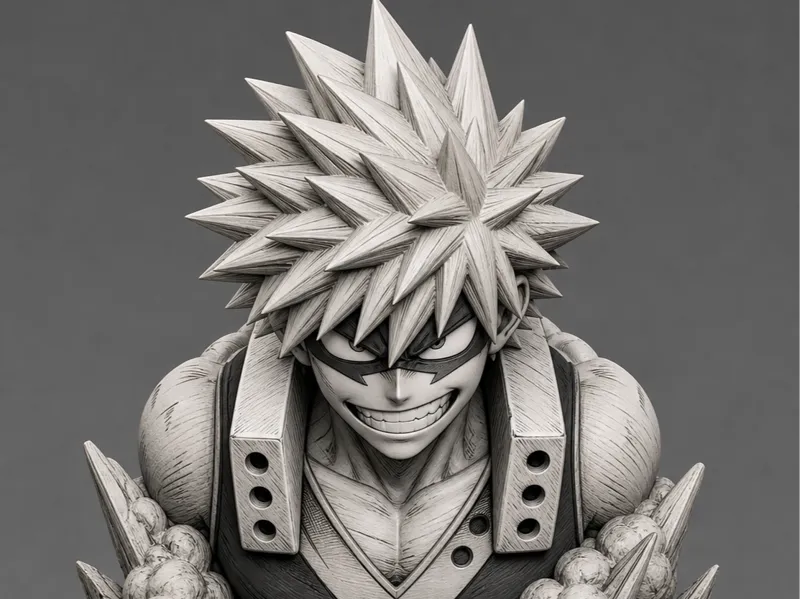 Bakugo Bust - Dynamic Manga Ink Style