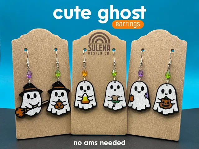 Cute Ghost Halloween Earrings | No AMS Needed