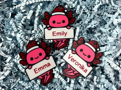 Christmas Axolotl Ornament with Text (Custom)