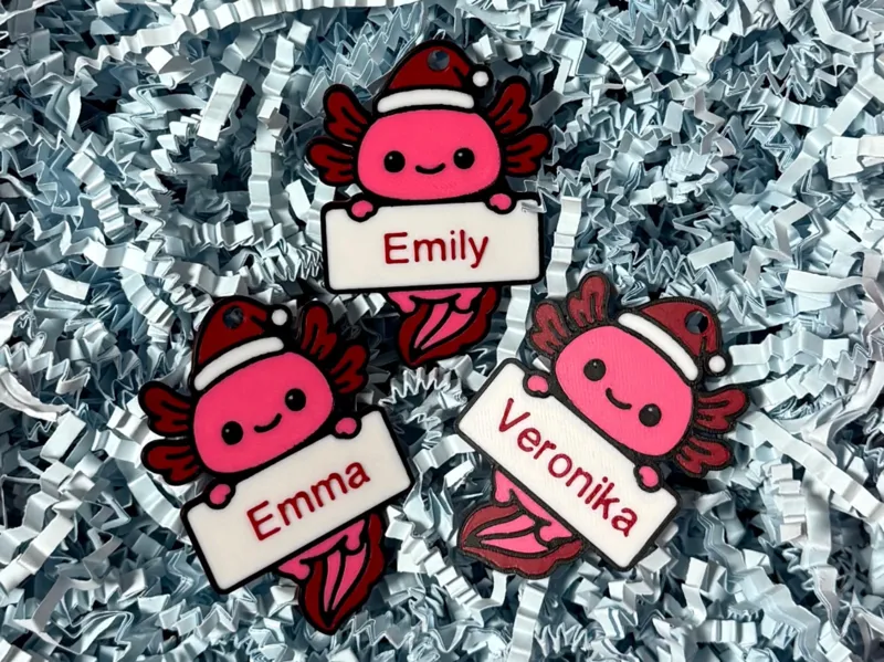 Christmas Axolotl Ornament with Text (Custom)