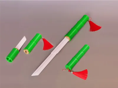 Chinese-style Bamboo-Knot Tang Dao (with Spiral Dagger)