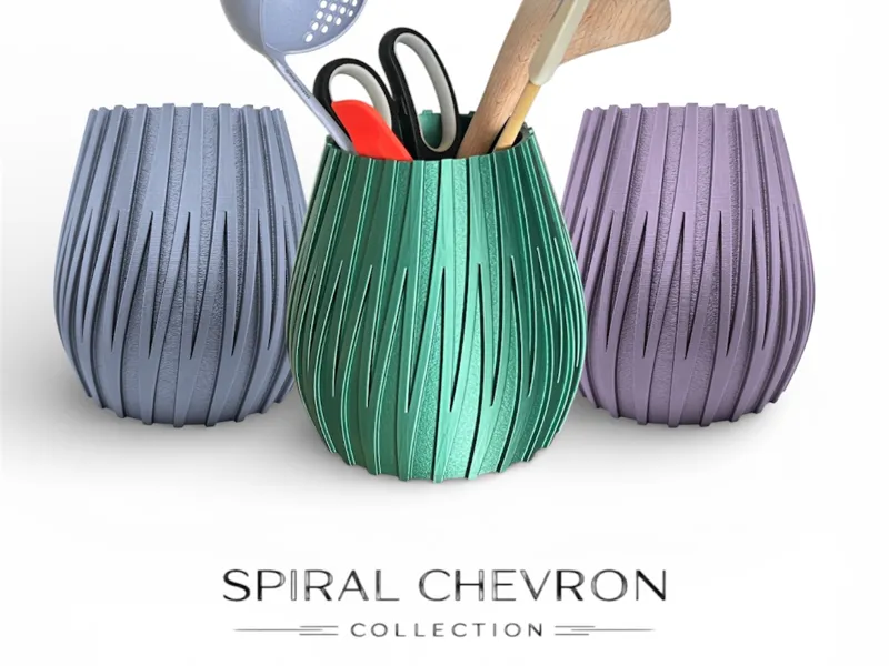 Utensil Holder - Spiral Chevron Collection
