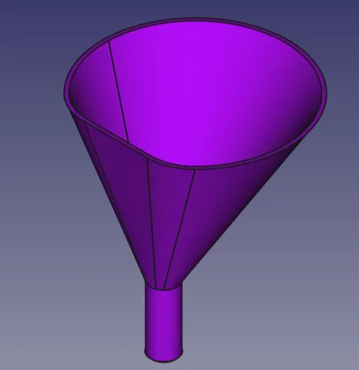 Simple funnel with one flat side