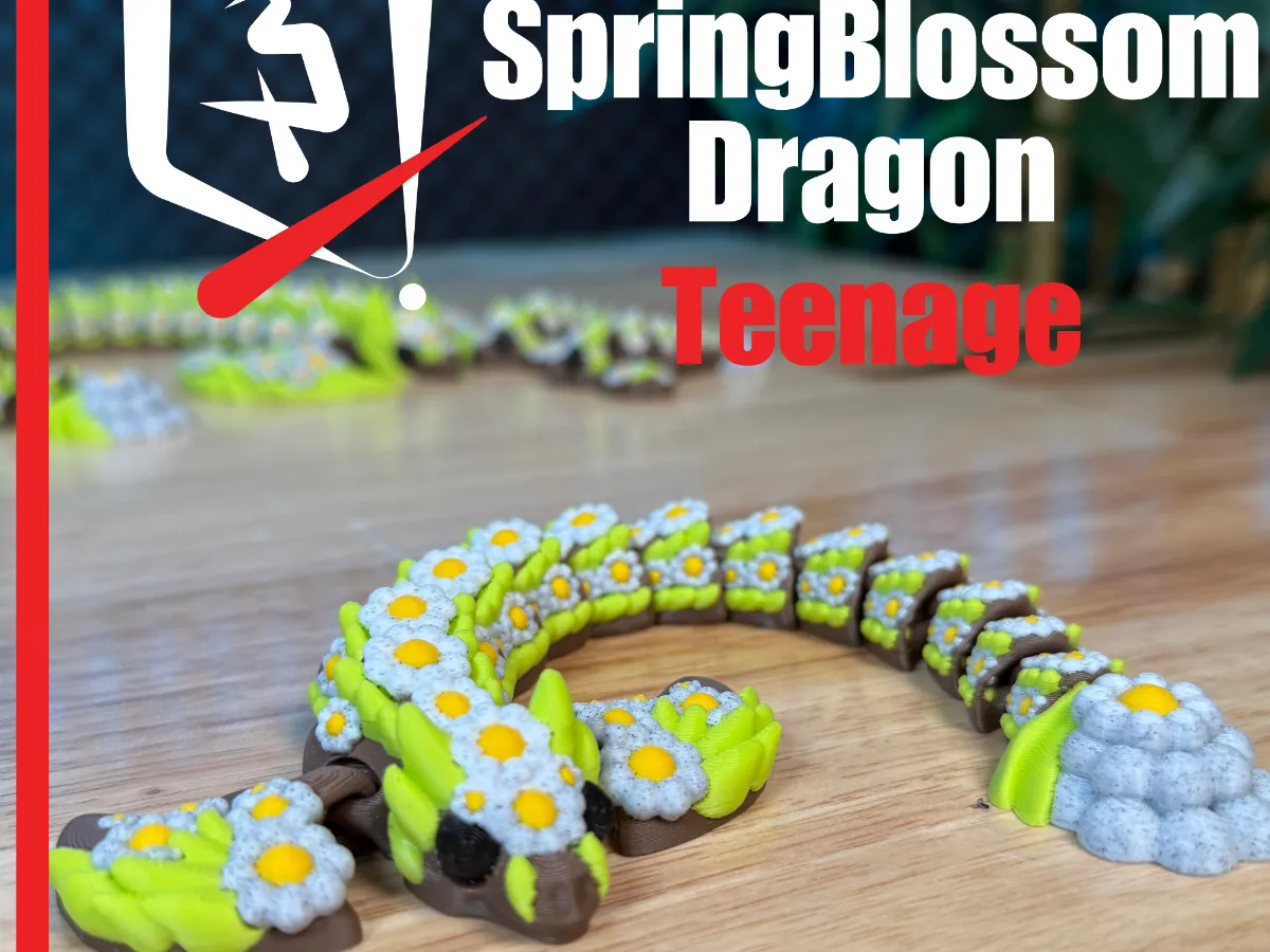 Articulated Teenage SpringBlossom Dragon - Free 3D Print Model - MakerWorld