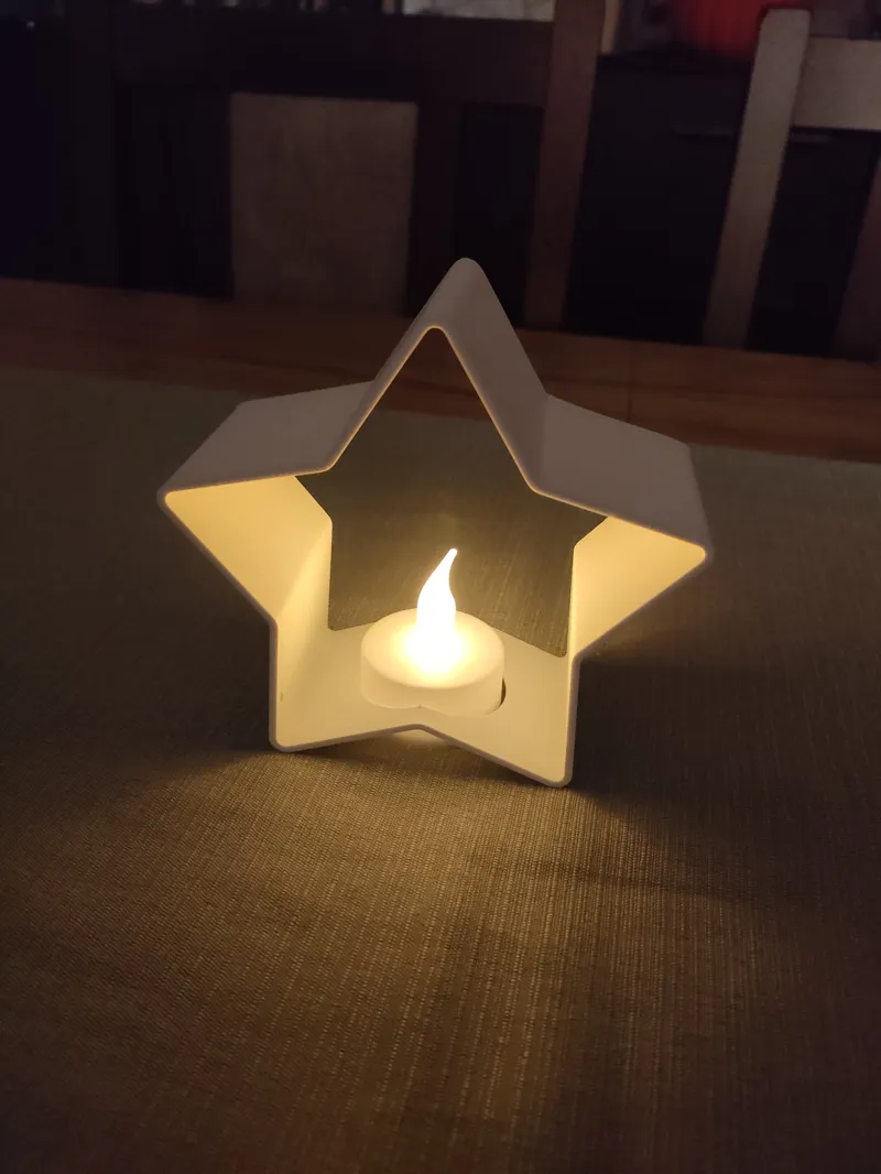 Star-shaped LED Tealight 3D printed decoration