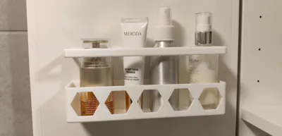 Cupboard door shelf with rail