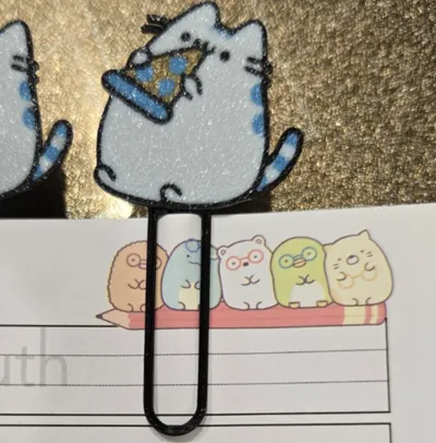 Kitten Eating Pizza Cute Bookmark