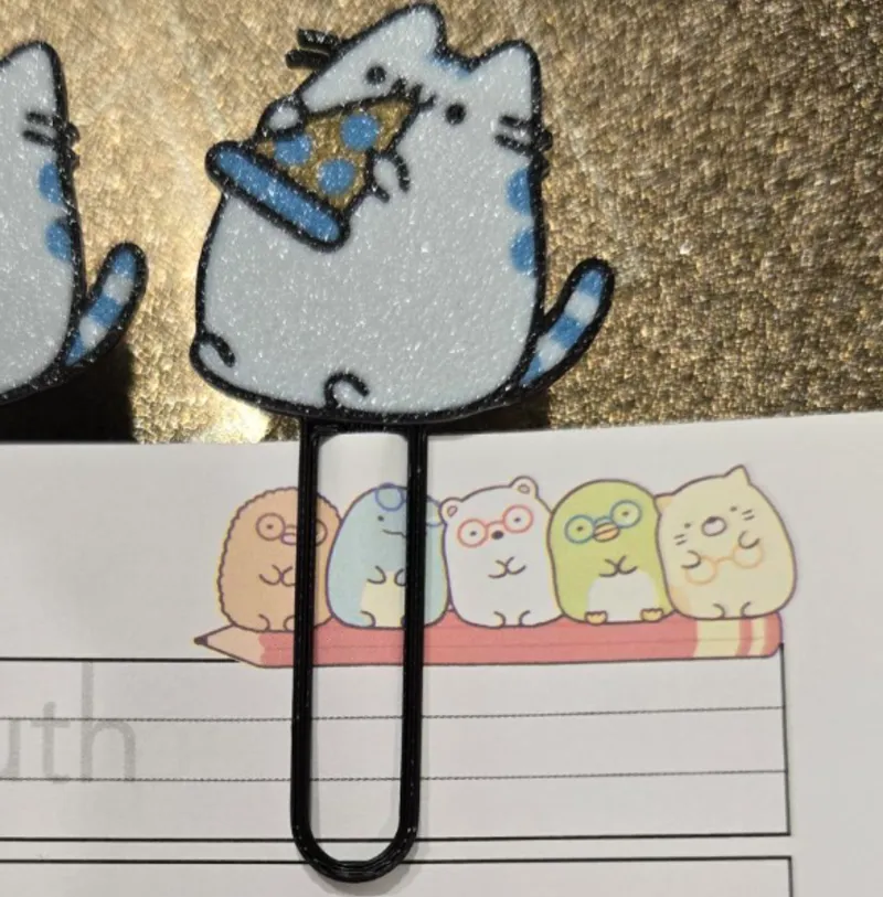 Kitten Eating Pizza Cute Bookmark