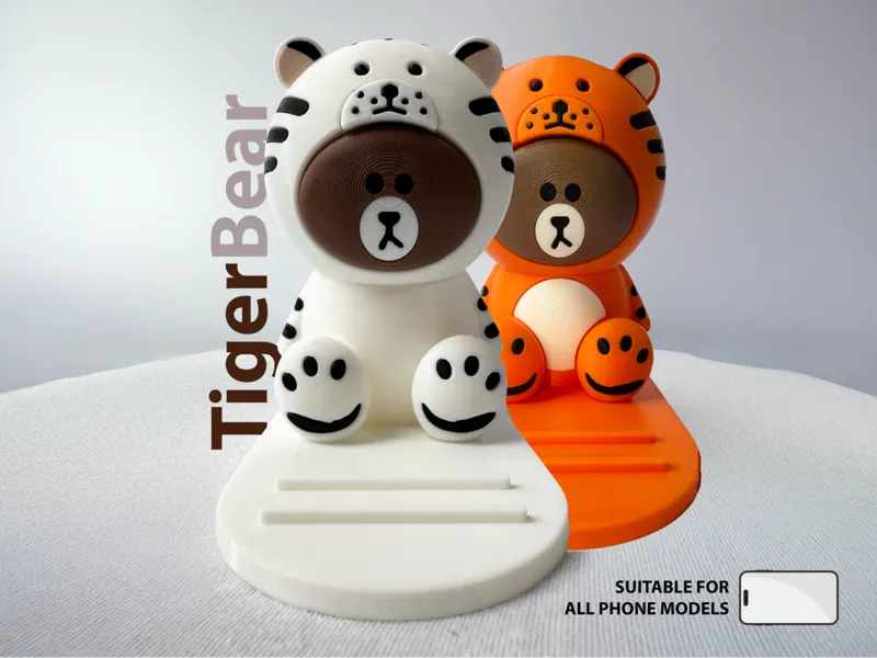Phone stand - a Cute Bear in a Tiger costume