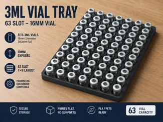 Parametric 3ml Peptide Vial Tray Organiser