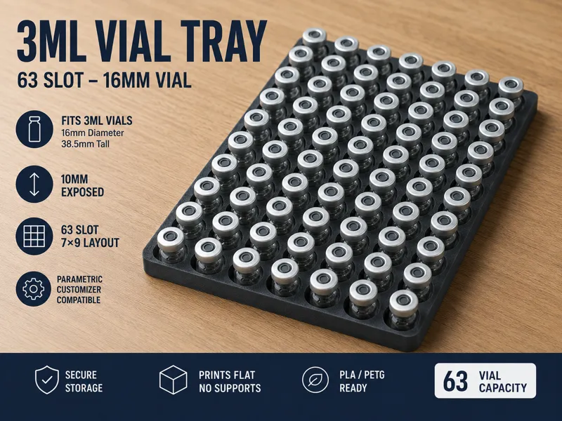 Parametric 3ml Peptide Vial Tray Organiser