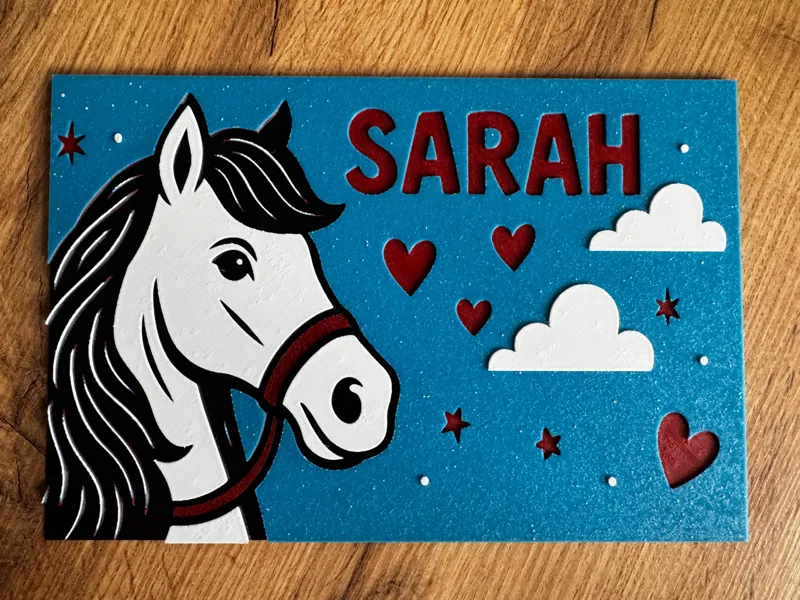 Pferdeliebe – Türschild »Sarah« (HueForge)