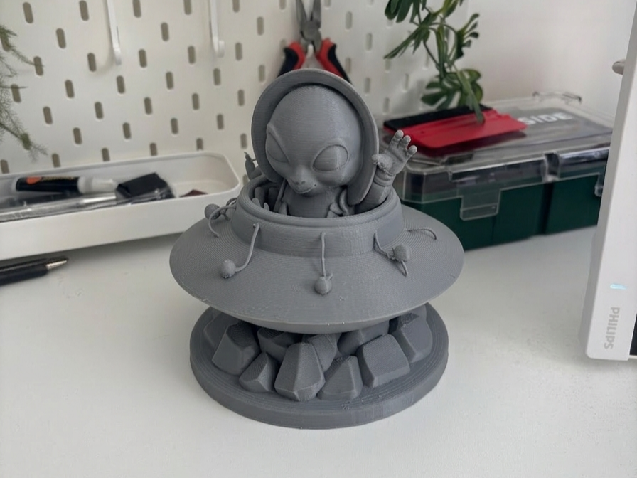 Cute Alien in UFO | Space Visitor Desk Toy