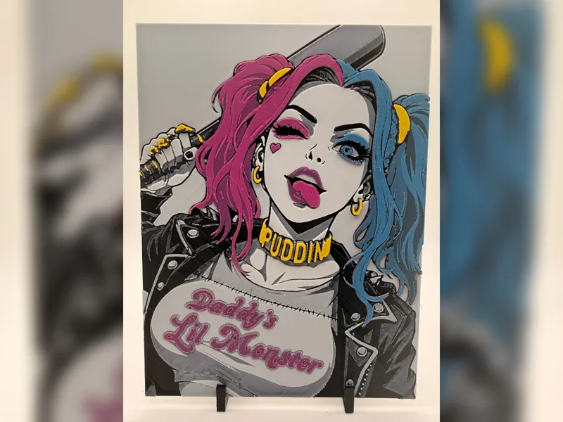 Daddy's Lil Monster Harley Quinn Hueforge Panel