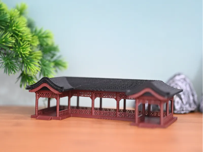 桌面微景观建筑模型凹型连廊Chinese ancient architecture