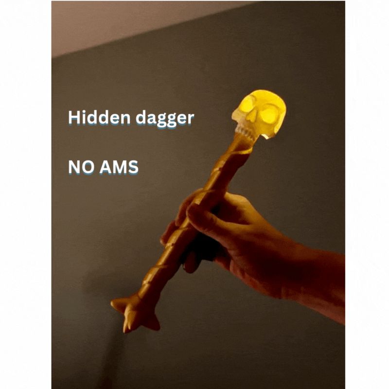 Skull Scepter with Hidden Dagger & LED Core