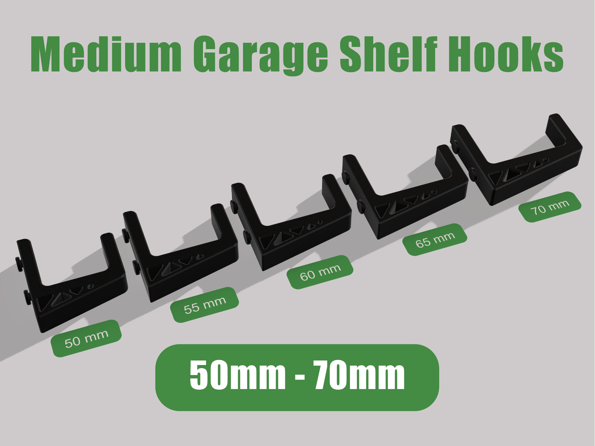Medium Garage Shelf Hooks 50mm - 70mm