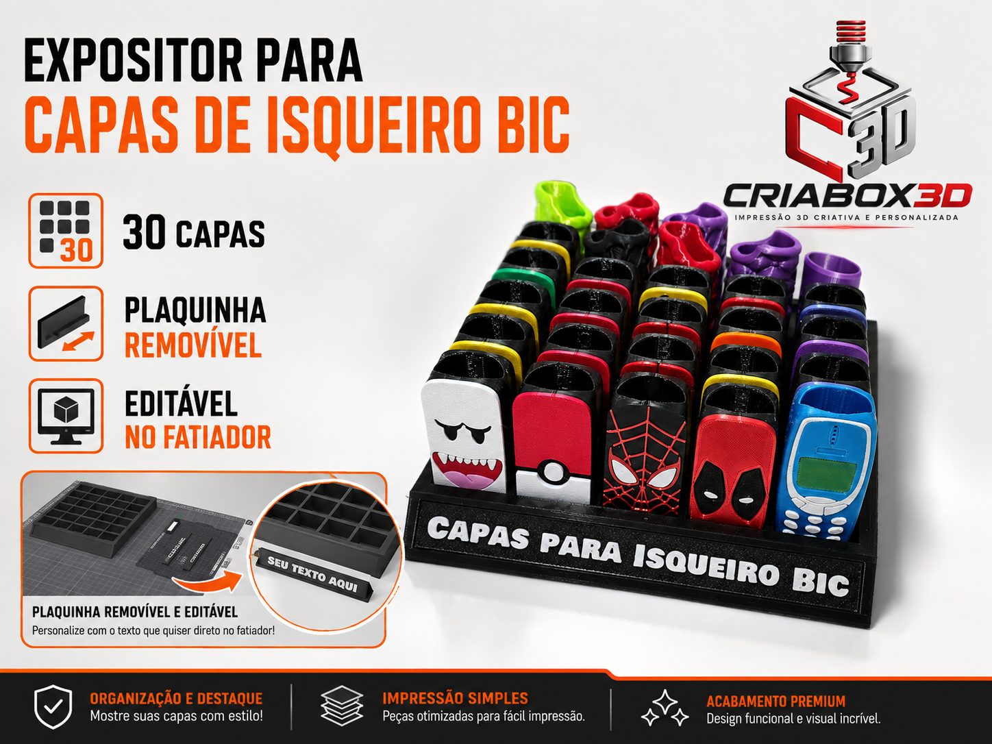 BIC Lighter Sleeve Display 30 Slots | CRIABOX3D - 1