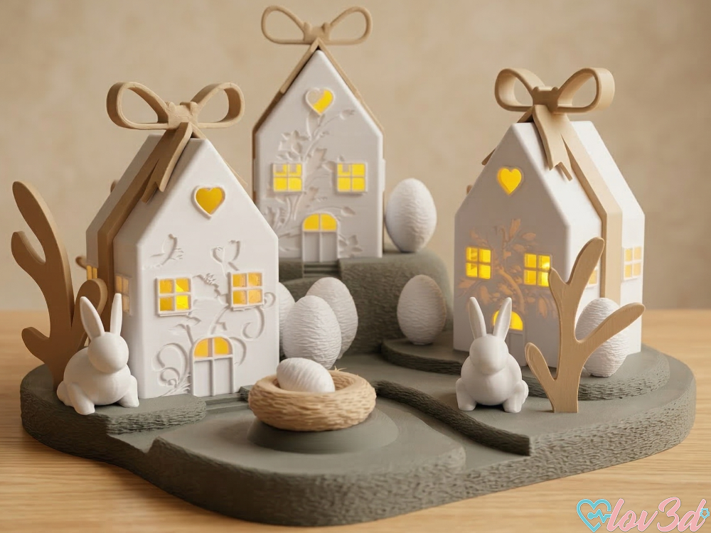 Easter Village Lightbox - Decorative Spring Scene