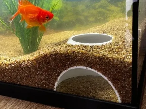 Fish tank underground hiding cave with floor
