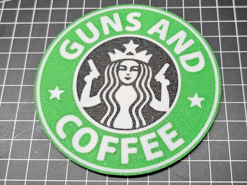 GUNS AND COFFEE coaster