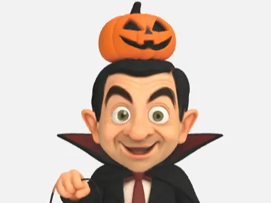 Mr. Bean in a playful Halloween theme