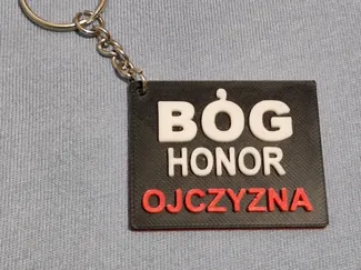 Brelok dwustronny flaga Polski i napis