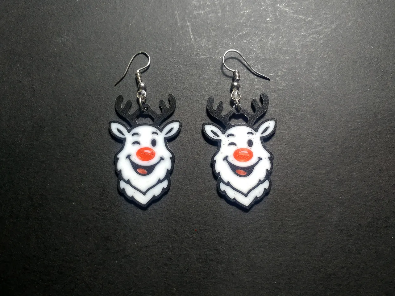 Wink of Rudolf - Christmass Earrings view 2