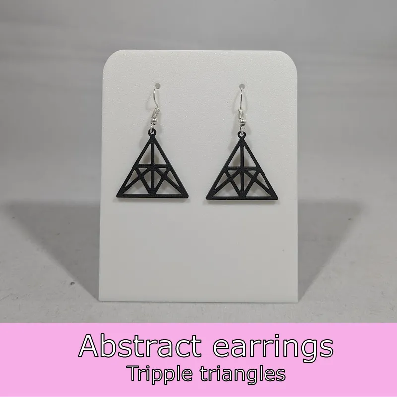 Abstract earrings - tripple triangle view 2