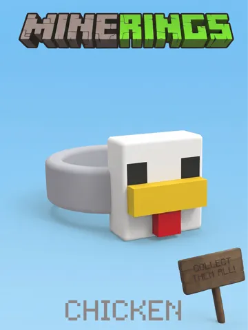 Letrero o emblema decorativo: MineRings Chicken – Minecraft Character Rings — vista de referencia 2
