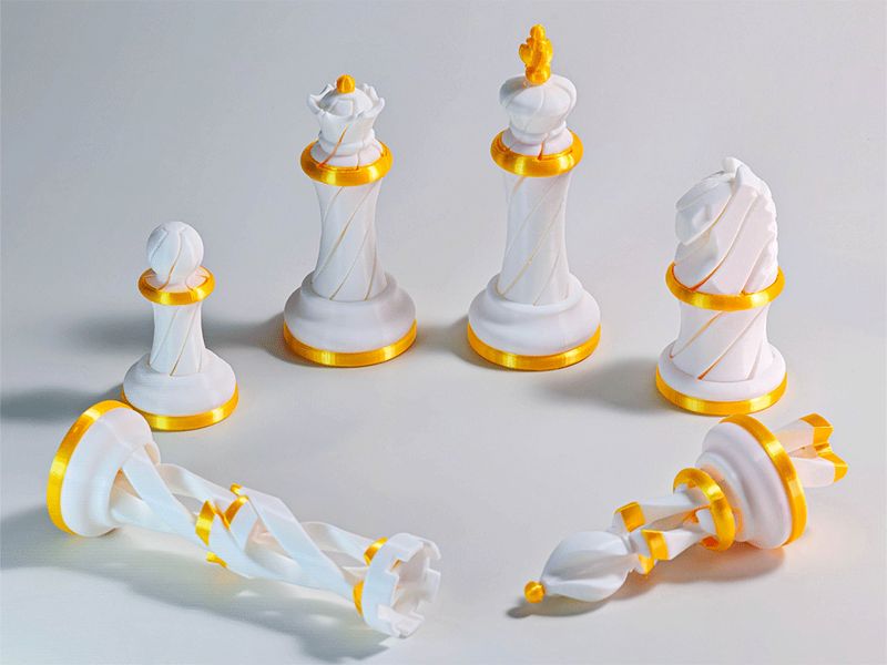 能重复螺旋穿越的国际象棋棋子 一体打印 解压玩具 TD1国际象棋