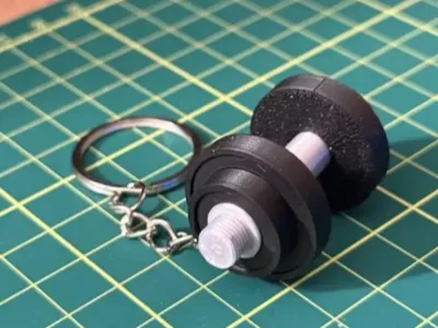 Realistic Dumbbell Keychain