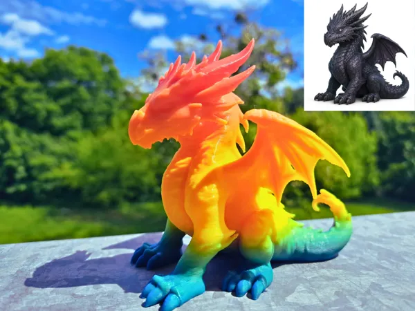 Figurine de dragon obsidienne fantastique