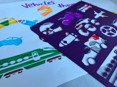 vehicles themed stencil