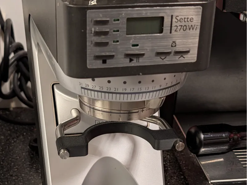 Measuring cup holder for Baratza Sette 270 grinder