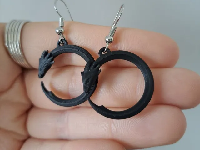 Dragon Fantasy Circle Earrings and Pendant