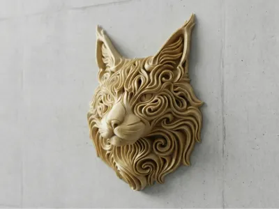 Stylized Maine Coon Cat Head