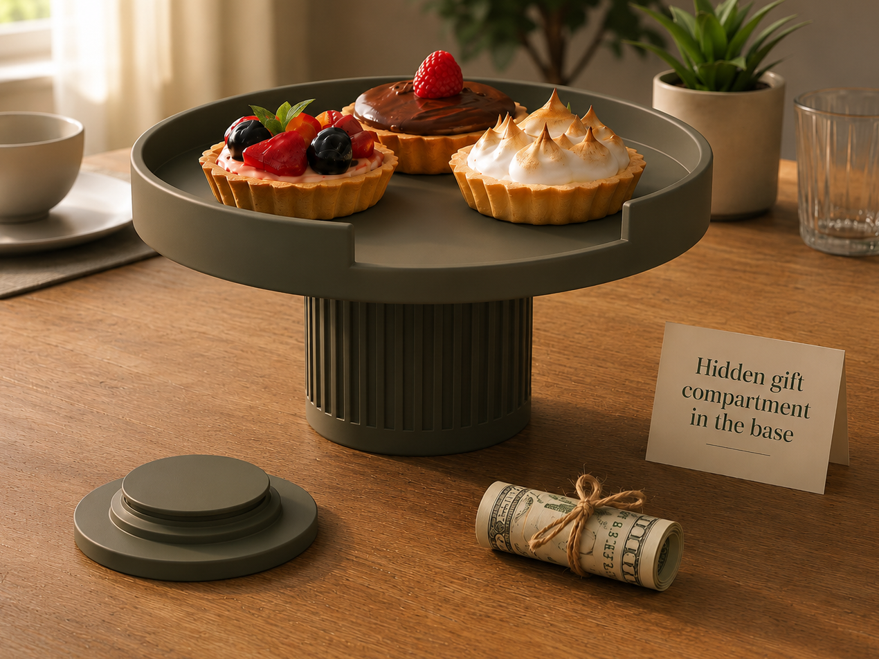 Cake Stand with Hidden Gift Compartment