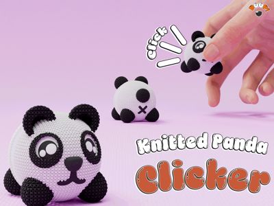 Knitted Panda Fidget Clicker + Keychain