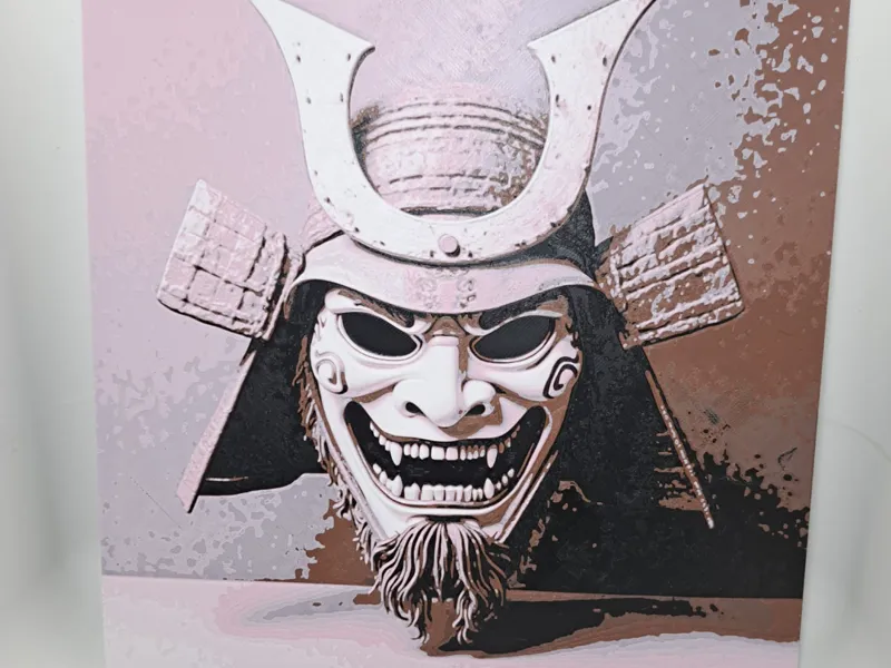 Samurai Oni Mask - 200 x 200 Hueforge