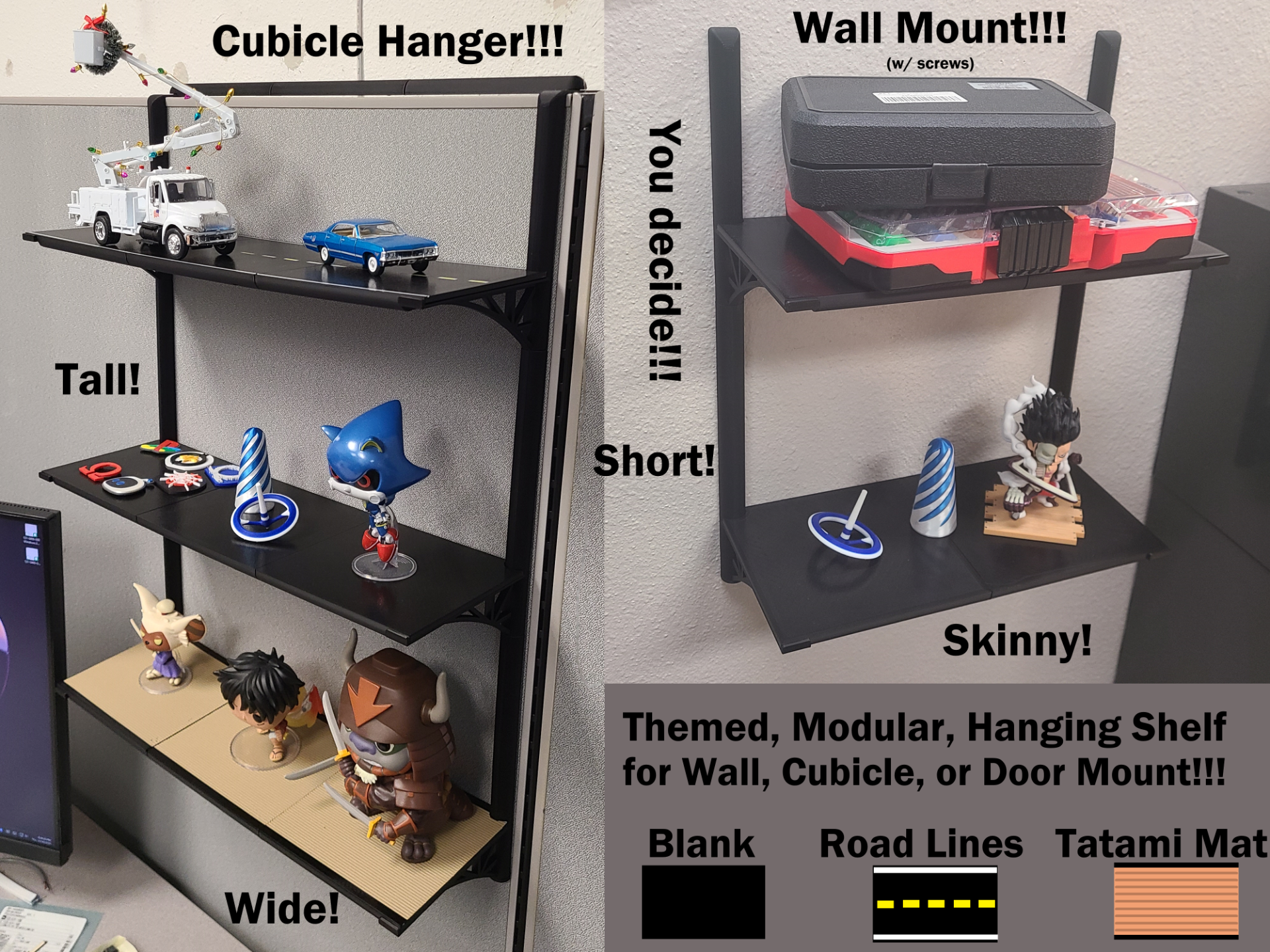 Themed Modular Shelves, Hanging and Wall Mounted!