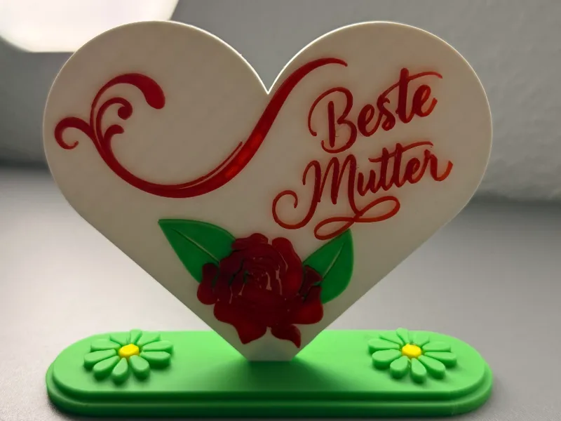 Beste Mutter Herz Aufsteller mit Rose Muttertag 