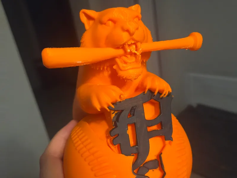 Detroit Tigers baseball sculpture 