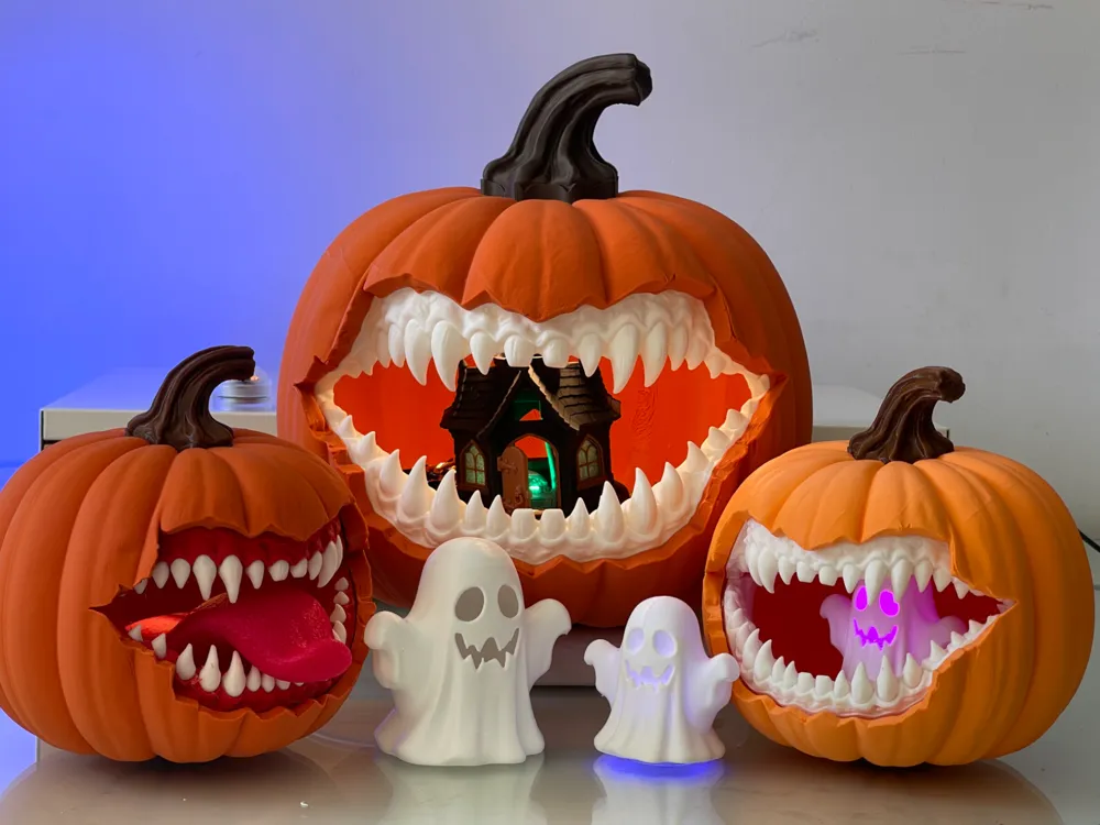 Halloween Big-Toothed Grinning Pumpkin, No AMS - Free 3D Print Model ...