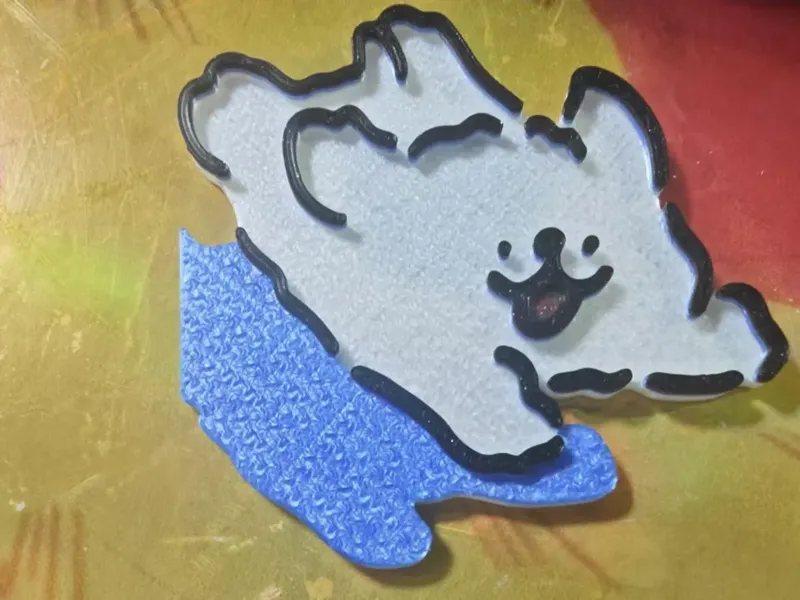 冲浪线条小狗冰箱贴分层