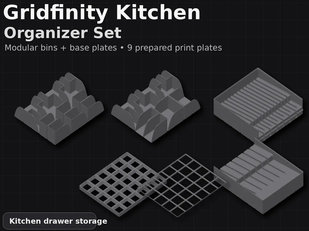 Gridfinity Kitchen Drawer Organizer - Free 3D Print Model - MakerWorld